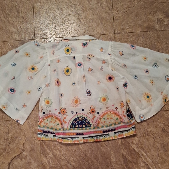 Anthropologie Maeve White Floral Blouse - Picture 6 of 9